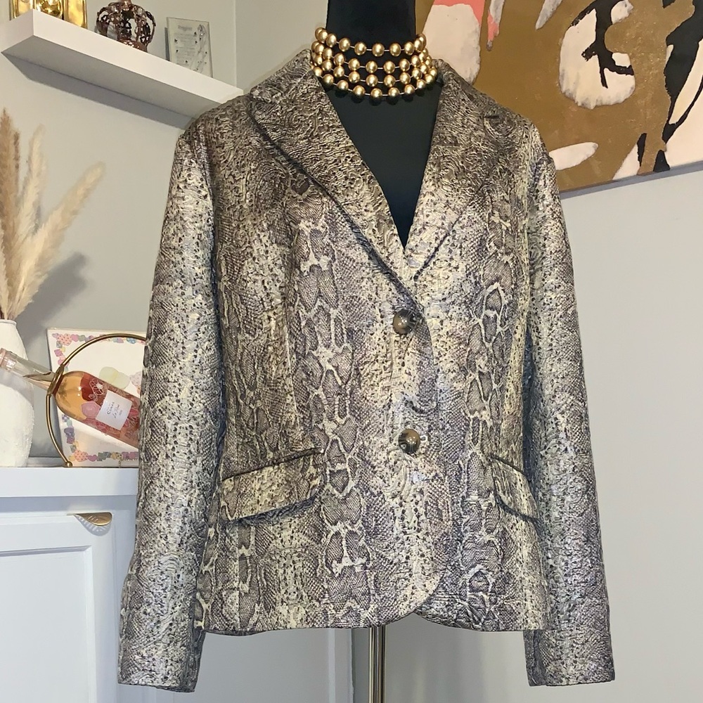 Faux snakeskin blazer jacket